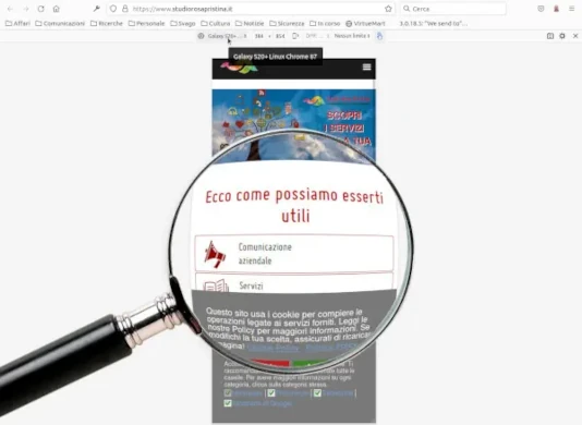 Per alcuni siti, l'aggiornamento della pagina è necessario per visualizzare correttamente il contenuto specifico per il dispositivo Il sito di Studio Rosa Pristina (vecchia versione): dopo l'aggiornamento della pagina, il contenuto è quello specifico per smartphone. Per alcuni siti, l'aggiornamento della pagina è necessario per visualizzare correttamente il contenuto specifico per il dispositivo