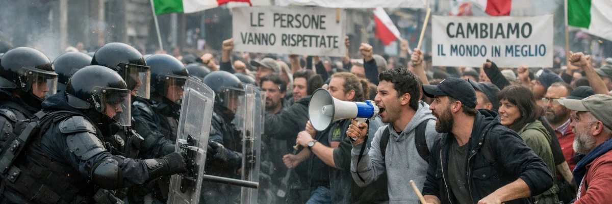 Scontri tra forze dell'ordine e manifestanti. ChatGPT è in grado di interpretare i dati in maniera fantasiosa, che genera problemi sociali e politici