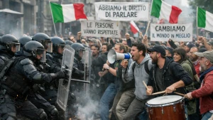 Scontri tra forze dell'ordine e manifestanti. ChatGPT è in grado di interpretare i dati in maniera fantasiosa, che genera problemi sociali e politici