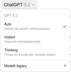 I modelli di ChatGPT 5.2